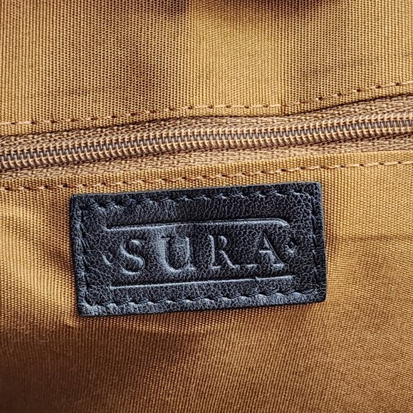 Vintage Sura Shoulder Crossbody Bag Purse Womens Brown Leather Flap Aztec Design - Picture 7 of 7